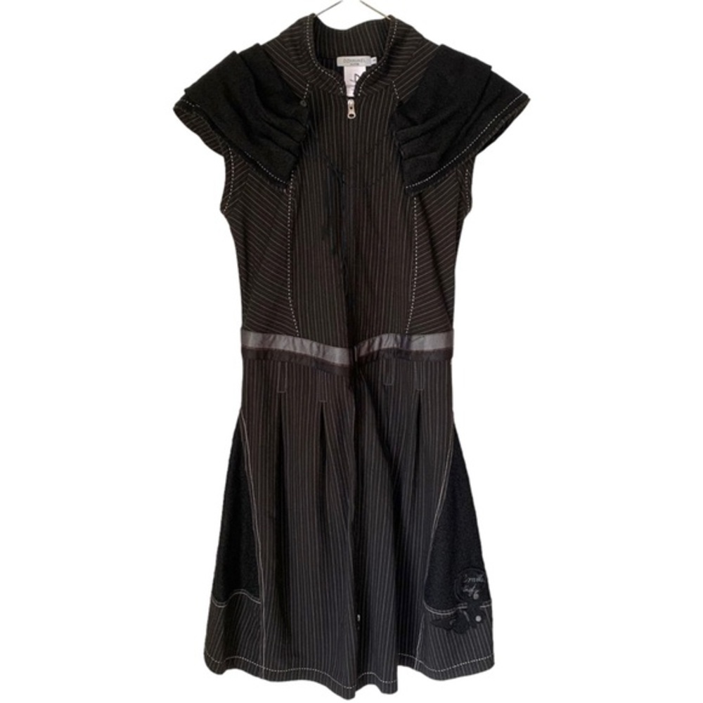 Vintage - DZHavael Couture France Y2K Pinstripe Zip Up Midi Dress EUC Size - M